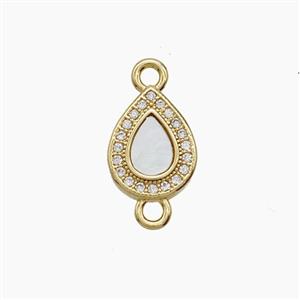 Copper Teardrop Connector Pave Zirconia 18K Gold Plated, approx 9-12mm