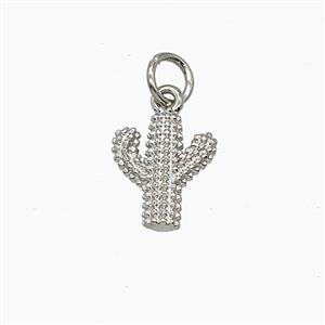 Copper Cactus Pendant Platinum Plated, approx 9-11mm