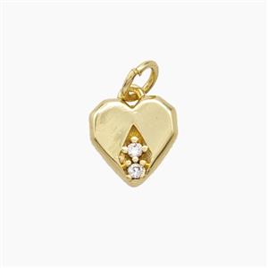 Copper Heart Pendant Pave Zirconia Gold Plated, approx 9mm