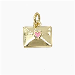 Copper Envelope Pendant Enamel Gold Plated, approx 8-11mm