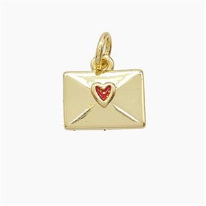 Copper Envelope Pendant Enamel Gold Plated, approx 8-11mm