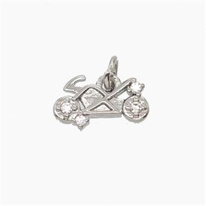 Copper Motorcycle Pendant Pave Zirconia Platinum Plated, approx 6-13mm