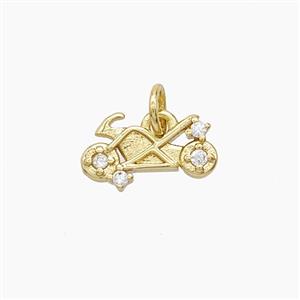 Copper Motorcycle Pendant Pave Zirconia Gold Plated, approx 6-13mm
