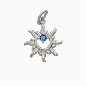 Copper Sun Pendant Pave Zirconia Platinum Plated, approx 13mm