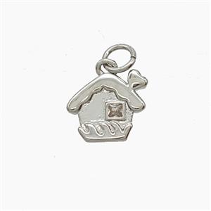 Copper House Pendant Pave Zirconia Platinum Plated, approx 10-11mm