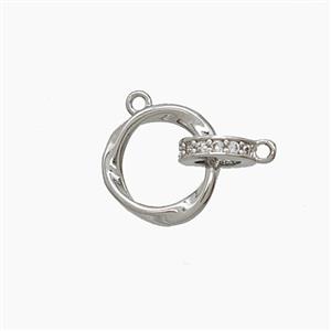 Copper Circle Pendant Pave Zirconia Platinum Plated, approx 7mm, 11mm