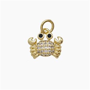 Copper Crab Pendant Pave Zirconia Gold Plated, approx 8-11.5mm
