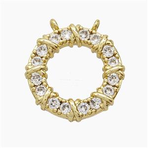 Copper Rings Pendant Pave Zirconia Circle Gold Plated, approx 20mm