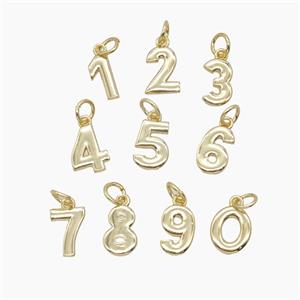 Copper Numbers Pendant Gold Plated Mixed, approx 4-10mm