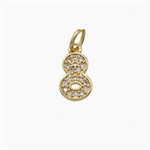 Copper Number-8 Pendant Pave Zirconia Eight Gold Plated, approx 4-10mm