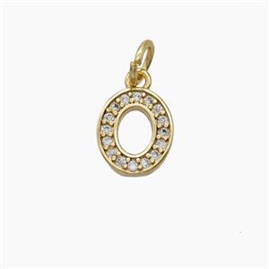 Copper Number-0 Pendant Pave Zirconia Zero Gold Plated, approx 4-10mm