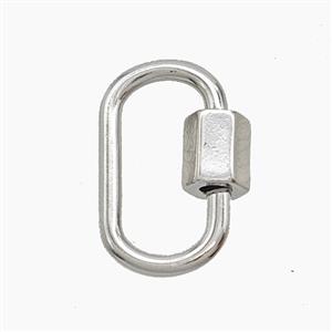 Copper Carabiner Clasp Platinum Plated, approx 12-18mm