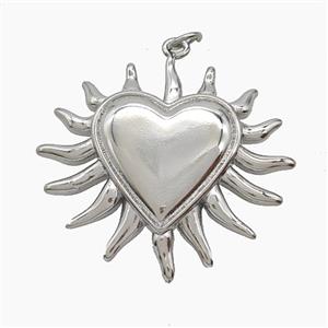 Copper Heart Pendant Platinum Plated, approx 34mm