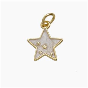 Copper Star Pendant White Enamel Gold Plated, approx 11mm