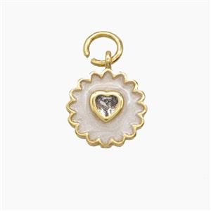 Enamel Copper Pendant, Gold Plated, approx 10mm