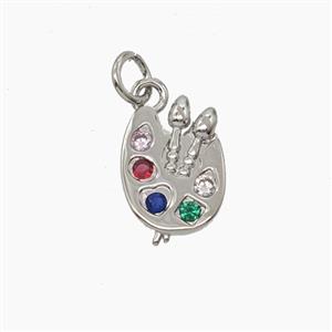 Drawing Board Charms Copper Pendant Pave Zirconia Platinum Plated, approx 9.5-13mm