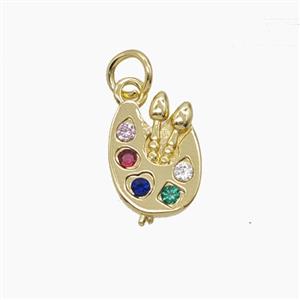 Drawing Board Charms Copper Pendant Pave Zirconia Gold Plated, approx 9.5-13mm