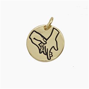 Holding Hands Charms Copper Pendant Enamel Gold Plated, approx 13mm