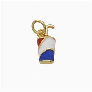 Cup Drink Charms Copper Pendant Enamel Gold Plated, approx 6-13mm