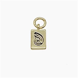 Copper Rectangle Pendant Enamel Snails Gold Plated, approx 6-8mm