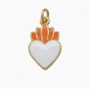 Copper Sacred Heart Pendant Enamel Gold Plated, approx 11-16mm
