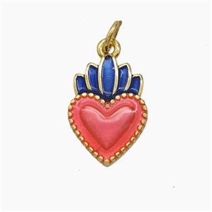 Copper Sacred Heart Pendant Enamel Gold Plated, approx 11-16mm