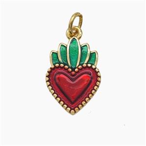 Copper Sacred Heart Pendant Enamel Gold Plated, approx 11-16mm