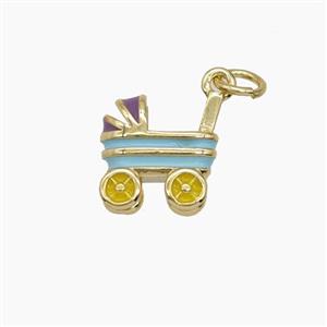 Copper Stroller Pendant Multicolor Enamel Gold Plated, approx 11mm