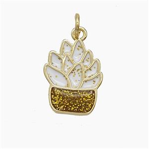 Copper Succulent Pendant Enamel Plant Gold Plated, approx 12-15mm