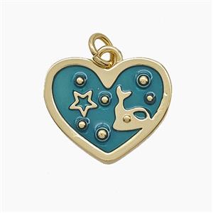 Copper Heart Pendant Blue Enamel Star Gold Plated, approx 18mm