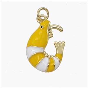 Copper Shrimp Pendant Yellow Enamel Gold Plated, approx 13-18mm