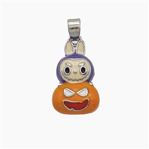 Copper Labubu Halloween Pendant Enamel Platinum Plated, approx 10-16mm