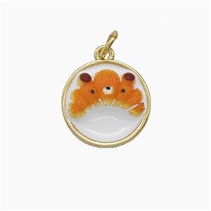 Copper Pendant Pave Resin bead, Gold Plated, approx 14mm