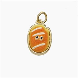Enamel Copper Pendant, Gold Plated, approx 10-13mm