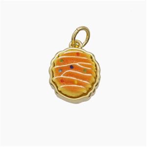 Enamel Copper Pendant, Gold Plated, approx 11-12mm