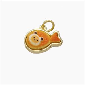 Enamel Copper Pendant, Gold Plated, approx 9-14mm