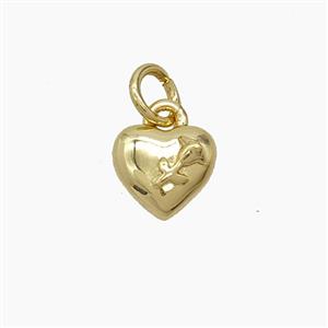 Copper Heart Pendant Flower Gold Plated, approx 8mm