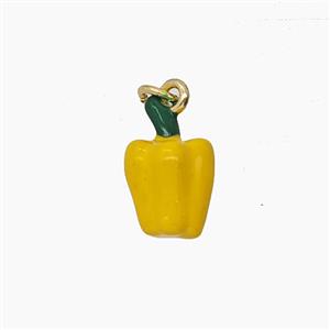 Copper Lantern Pepper Pendant Yellow Enamel Gold Plated, approx 8-13mm