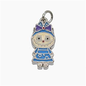 Copper Girls Pendant Enamel Cartoon Platinum Plated, approx 8.5-17mm
