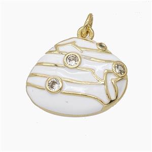 Enamel Copper Pendant Pave Zircon, Gold Plated, approx 16-20mm