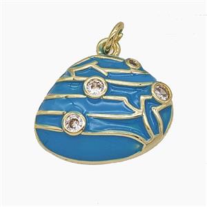 Enamel Copper Pendant Pave Zircon, Gold Plated, approx 16-20mm