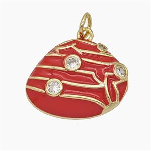 Enamel Copper Pendant Pave Zircon, Gold Plated, approx 16-20mm