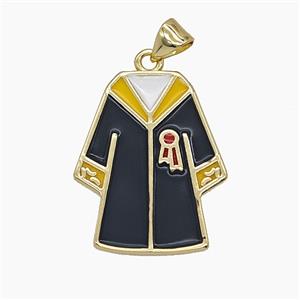 Enamel Copper Pendant Pave Zircon, Gold Plated, approx 19-24mm