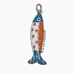 Copper Fish Pendant Enamel Platinum Plated, approx 8-27mm