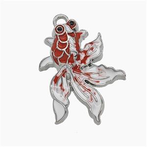 Copper Fish Pendant Enamel Platinum Plated, approx 19-24mm