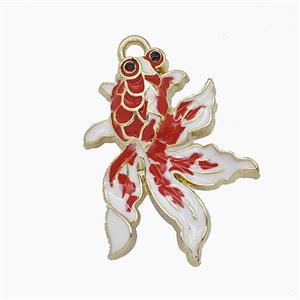 Copper Fish Pendant Enamel Gold Plated, approx 19-24mm