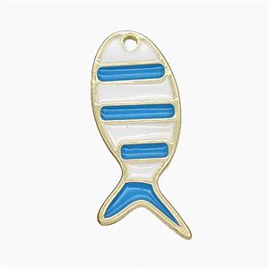 Copper Fish Pendant Blue Enamel Gold Plated, approx 11.5-28mm