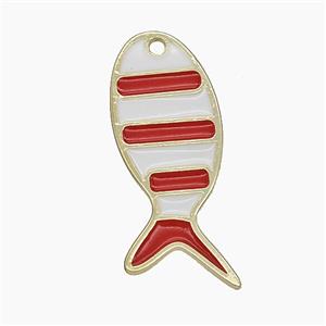 Copper Fish Pendant Red Enamel Gold Plated, approx 11.5-28mm