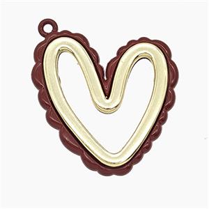 Copper Heart Pendant Enamel Gold Plated, approx 24-25mm