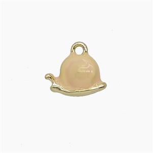 Snails Charms Copper Pendant Khaki Enamel Gold Plated, approx 8-11mm